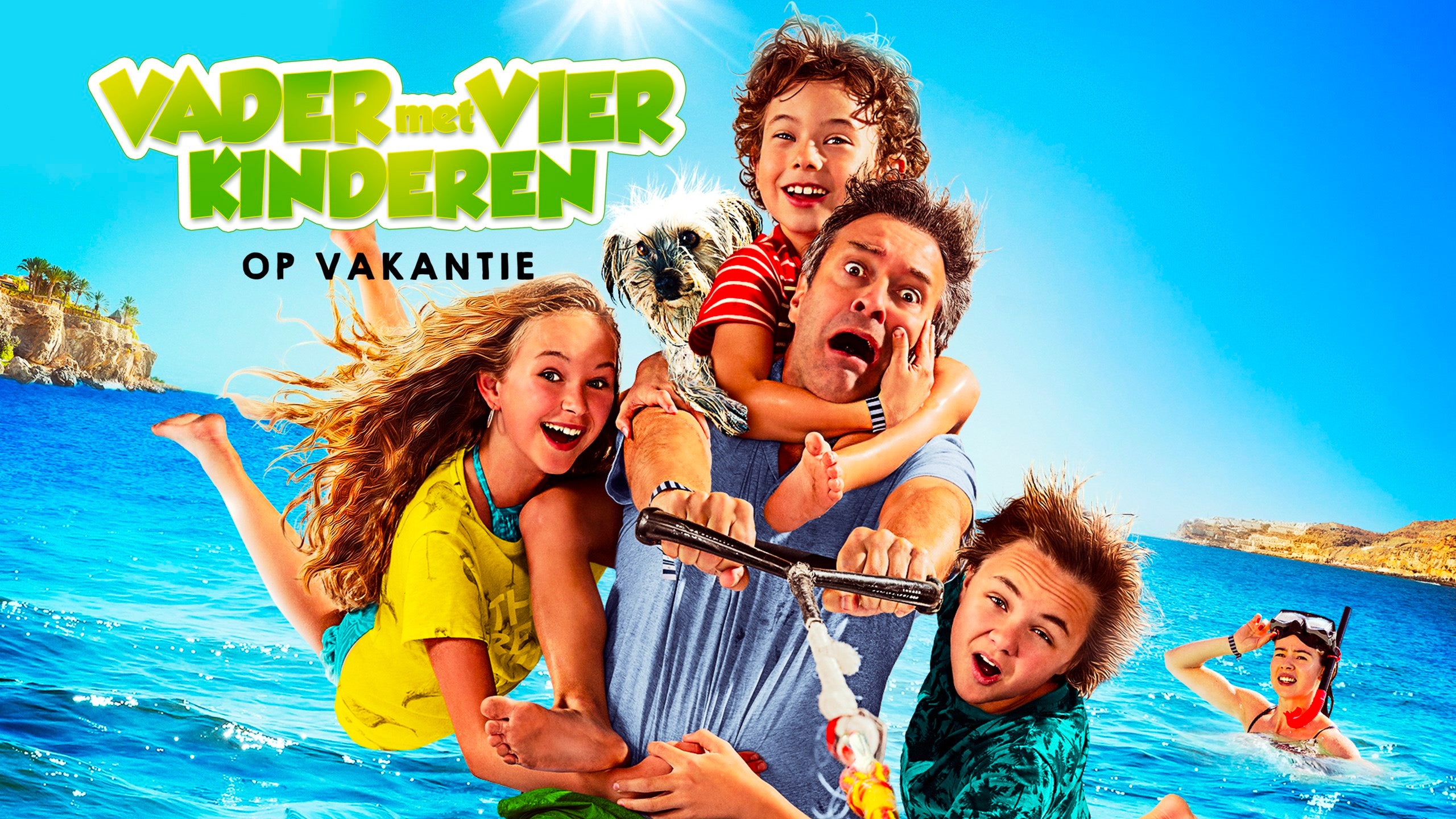 Vader Met Vier Kinderen Op Vakantie